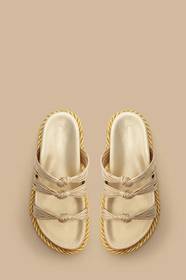 Gold Knot Slide Sandal Women FARM Rio Sandals Gold Knot Slide Sandal Women FARM Rio Sandals