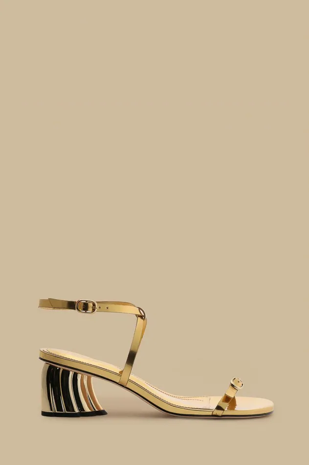 Gold Monstera Heeled Scallop Sandal Women FARM Rio Sandals