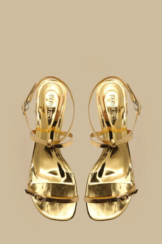 Gold Monstera Heeled Scallop Sandal Women FARM Rio Sandals