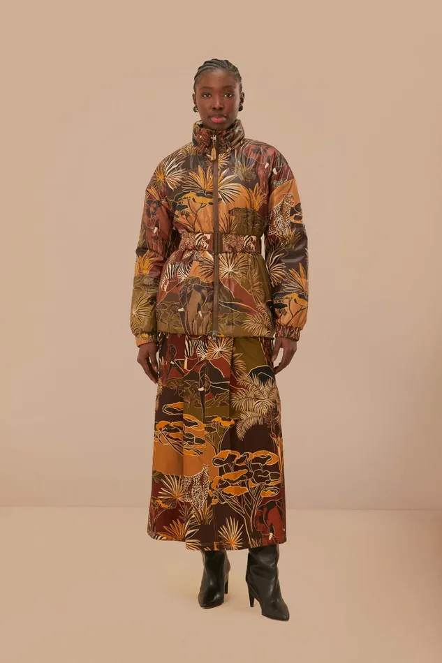 Gold Savana Dream Reversible Puffer Jacket Women FARM Rio Puffer Jackets
