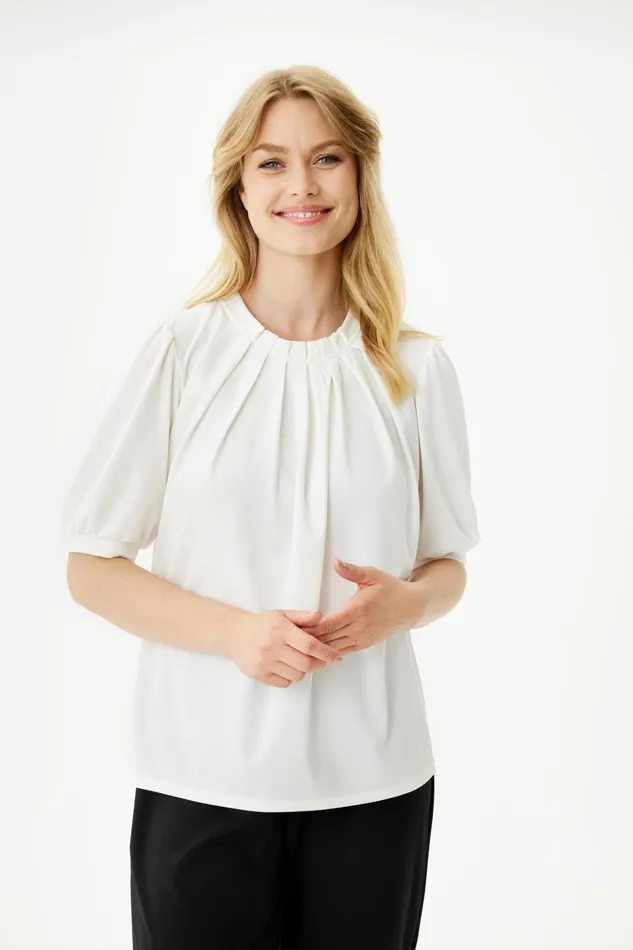 GRAZIA BLOUSE 14852 020 Off White Women IN FRONT TOPS TSHIRTS