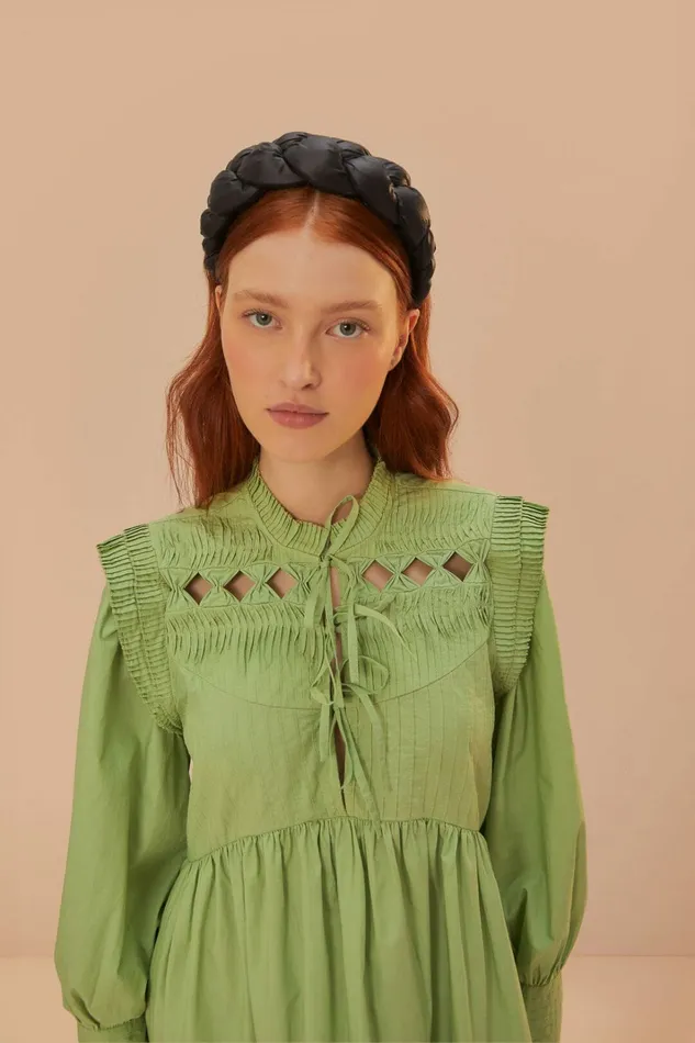 Green Open Yoke Mini Dress Women FARM Rio Mini Dresses Green Open Yoke Mini Dress Women FARM Rio Mini Dresses