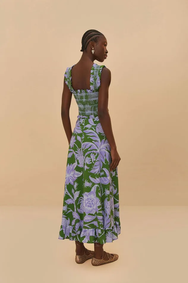 Green Tropical Swing Sleeveless Midi Dress Women FARM Rio Midi Dresses Green Tropical Swing Sleeveless Midi Dress Women FARM Rio Midi Dresses