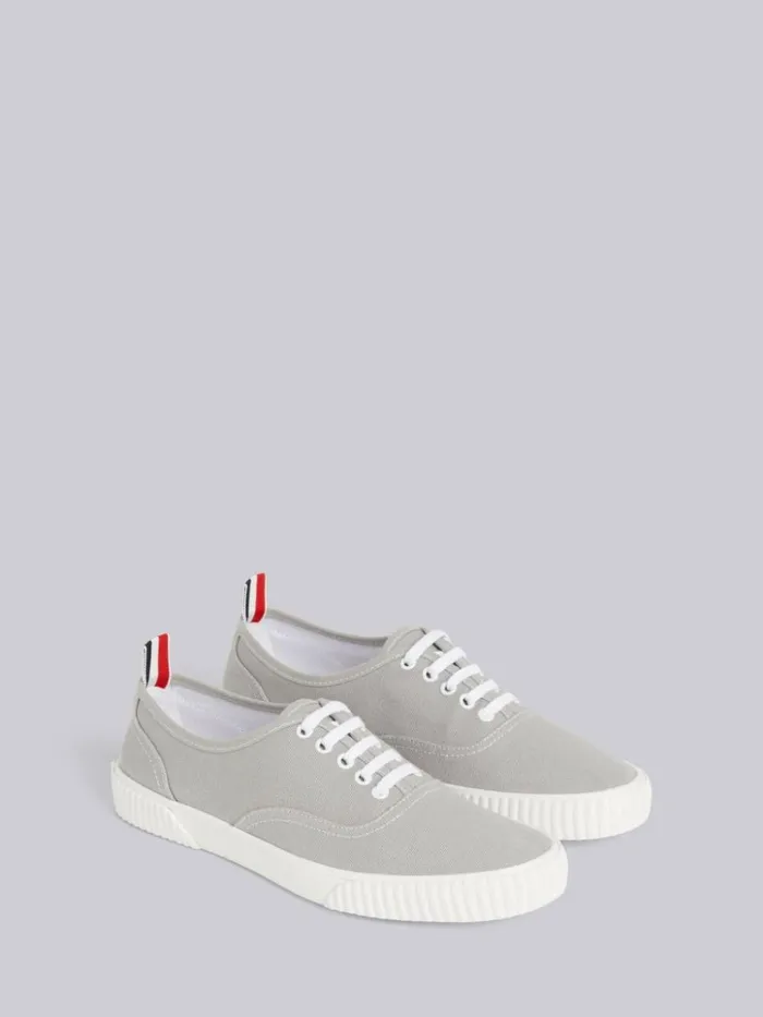 Grey Cotton Canvas Heritage Sneaker Dark Grey Men Thom Browne Sneakers Grey Cotton Canvas Heritage Sneaker Dark Grey Men Thom Browne Sneakers
