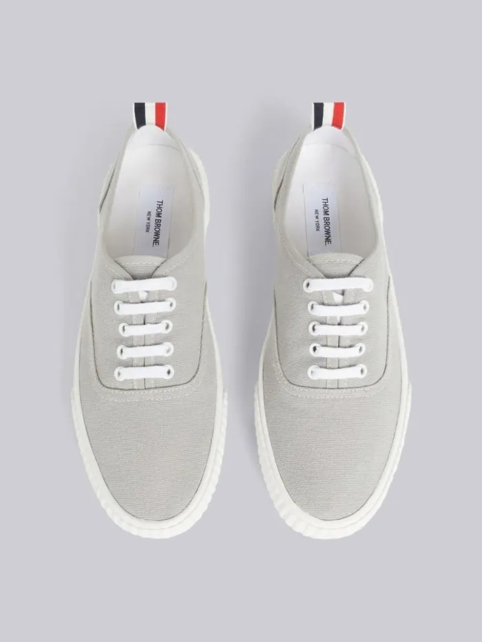 Grey Cotton Canvas Heritage Sneaker Dark Grey Men Thom Browne Sneakers Grey Cotton Canvas Heritage Sneaker Dark Grey Men Thom Browne Sneakers