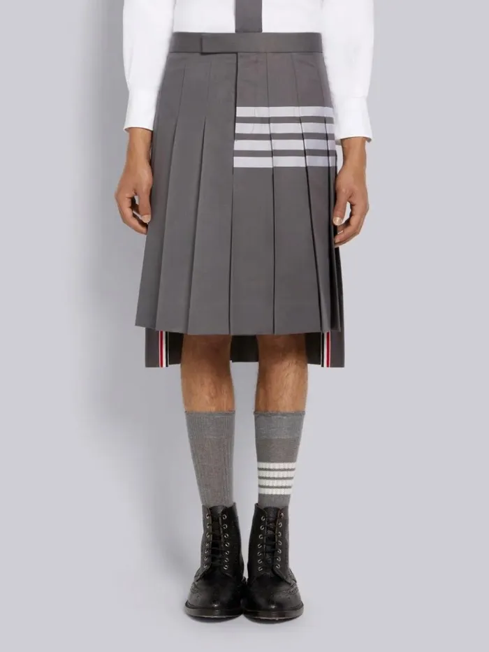 Hairline Madras Check Backstrap Pleated Knee Length Skirt Medium Grey Men Thom Browne Trousers Hairline Madras Check Backstrap Pleated Knee Length Skirt Medium Grey Men Thom Browne Trousers