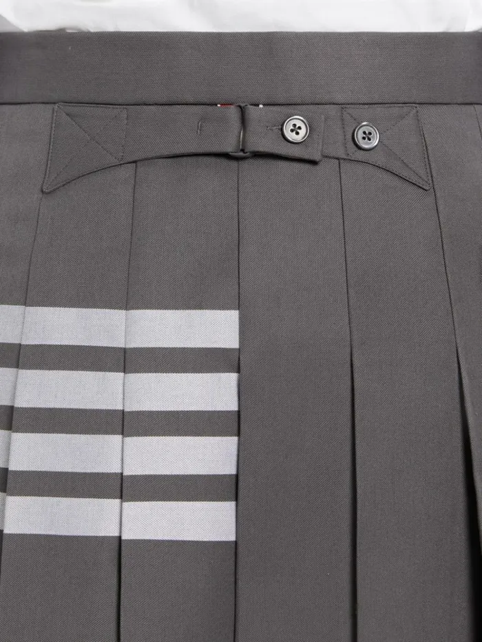 Hairline Madras Check Backstrap Pleated Knee Length Skirt Medium Grey Men Thom Browne Trousers