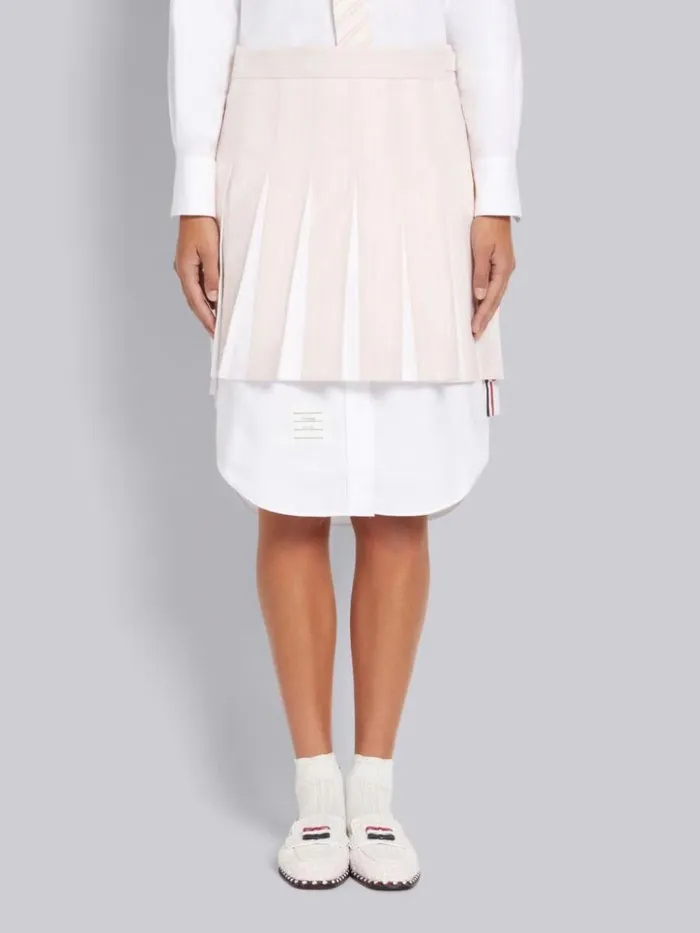 Hairline Stripe Twist Yarn Suiting Oxford Pleat Dropped Back Pleated Mini Skirt Light Pink Women Thom Browne Skirts Hairline Stripe Twist Yarn Suiting Oxford Pleat Dropped Back Pleated Mini Skirt Light Pink Women Thom Browne Skirts