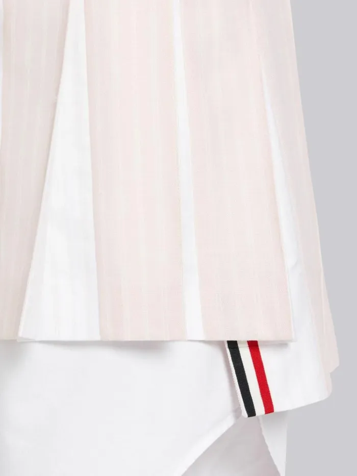 Hairline Stripe Twist Yarn Suiting Oxford Pleat Dropped Back Pleated Mini Skirt Light Pink Women Thom Browne Skirts
