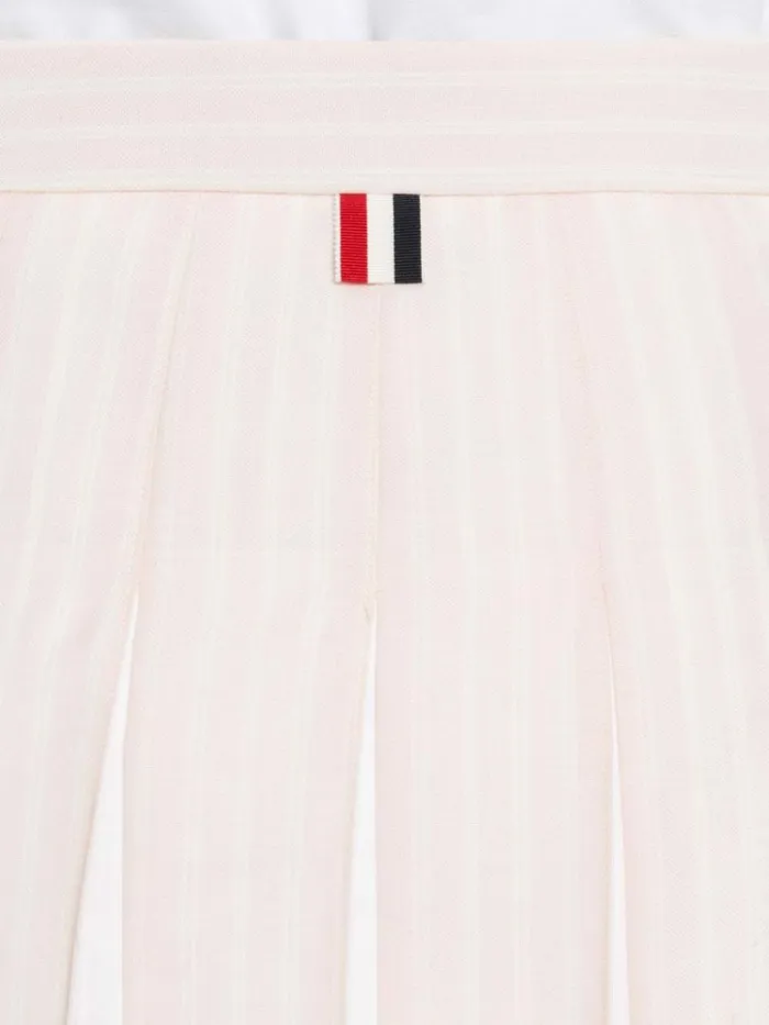 Hairline Stripe Twist Yarn Suiting Oxford Pleat Dropped Back Pleated Mini Skirt Light Pink Women Thom Browne Skirts