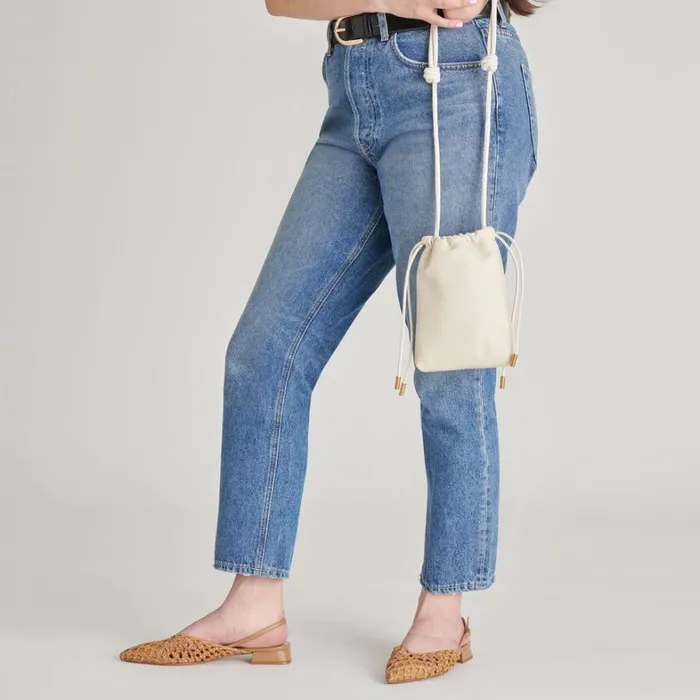 Handbags Women Dolce Vita Evie Crossbody Pouch Ivory Pebble Leather