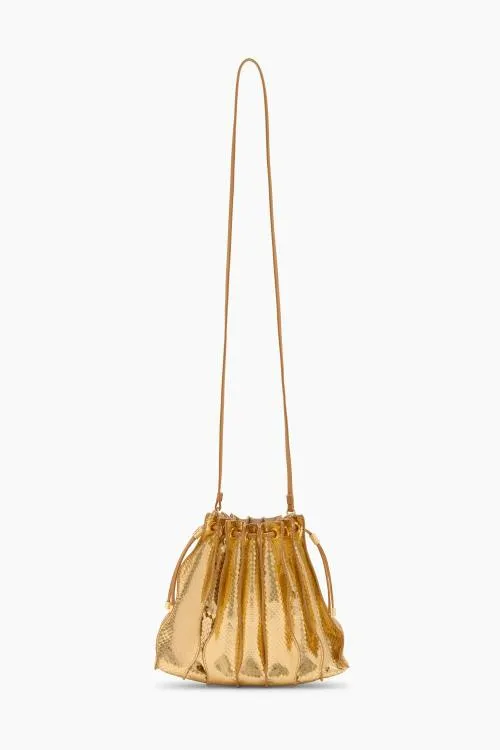 Handbags Women Ulla Johnson Adria Pleated Wave Crossbody Gold Python