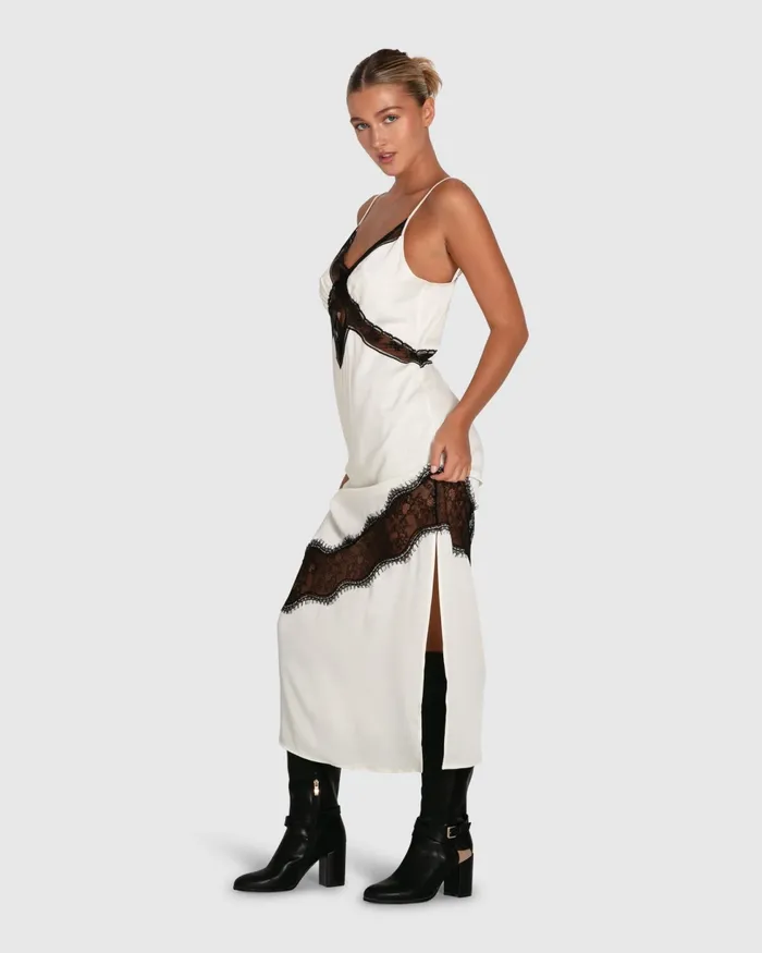 Heavenly Bodies Lace Slip Dress 8211 WhiteBlack Women Dresses Belle and Bloom