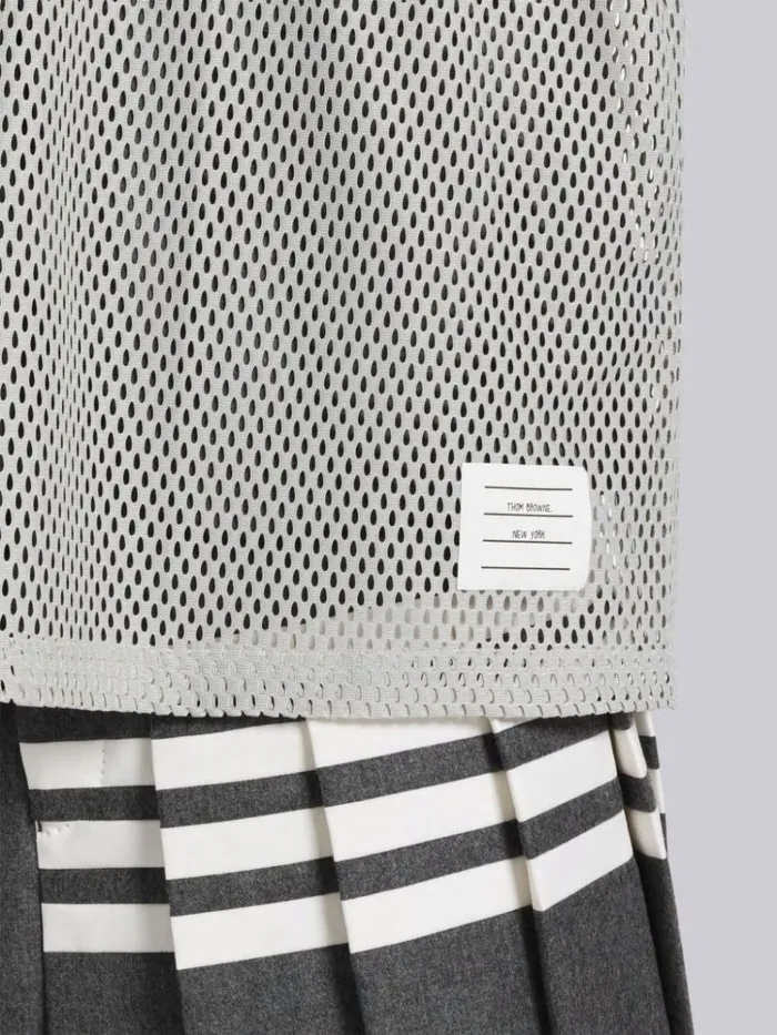 Heavy Athletic Mesh Football Jersey 4bar Tee Medium Grey Men Thom Browne Sweats