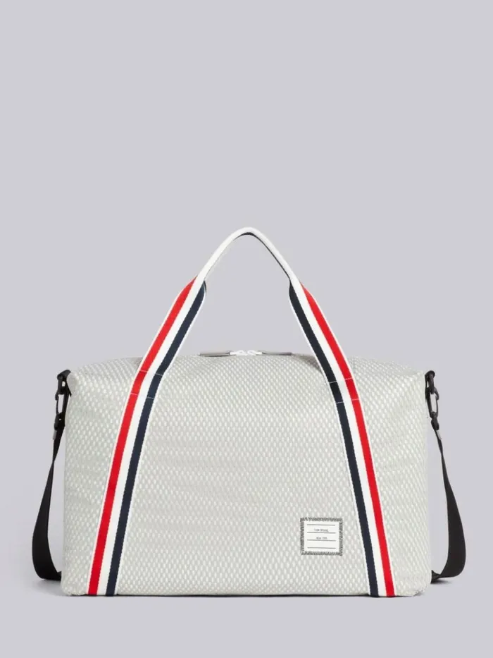 Heavy Athletic Mesh Stripe Webbing Strap Gym Bag Medium Grey Men Thom Browne Backpacks and Bumbags Heavy Athletic Mesh Stripe Webbing Strap Gym Bag Medium Grey Men Thom Browne Backpacks and Bumbags