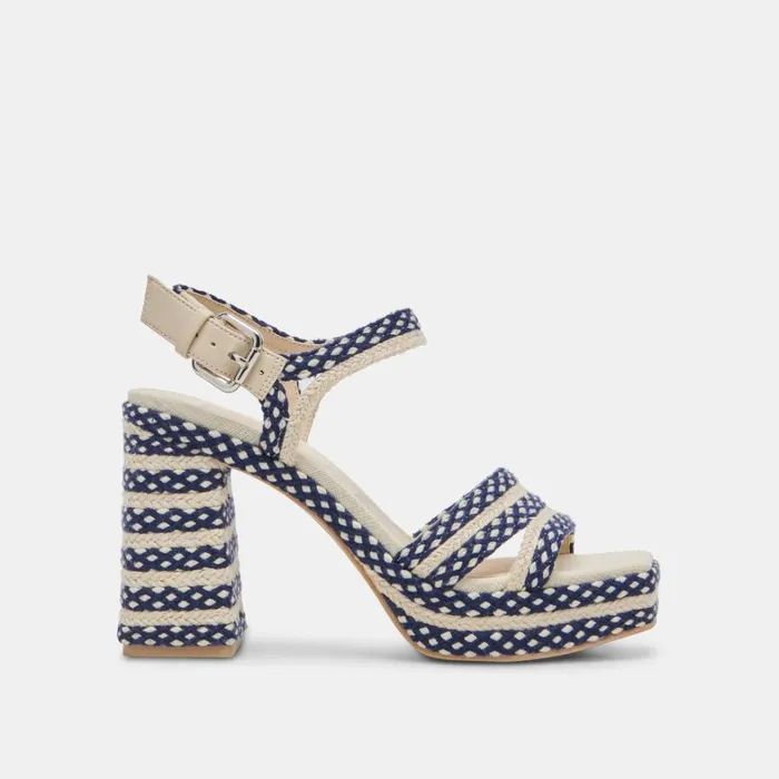 Heels Women Dolce Vita Arnela Heels Navy Multi Woven