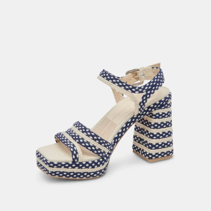 Heels Women Dolce Vita Arnela Heels Navy Multi Woven