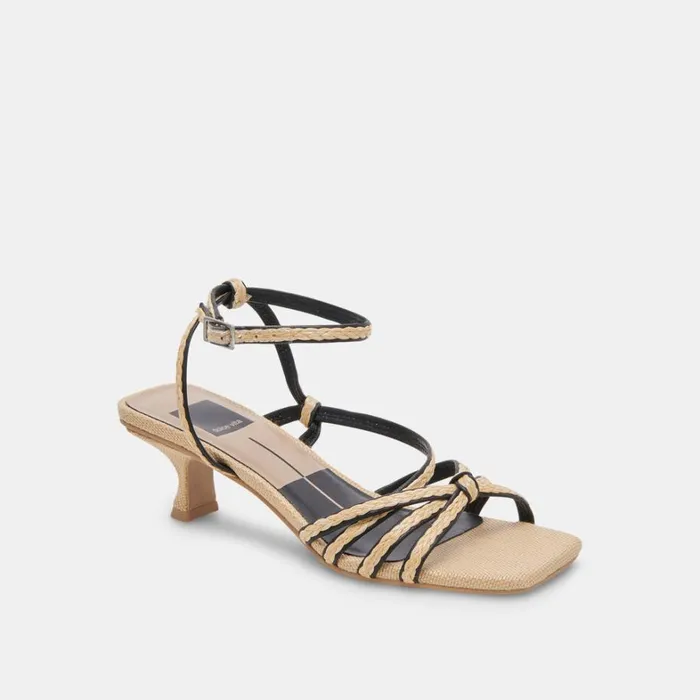 Heels Women Dolce Vita Bev Braid Heels Black Natural Jute