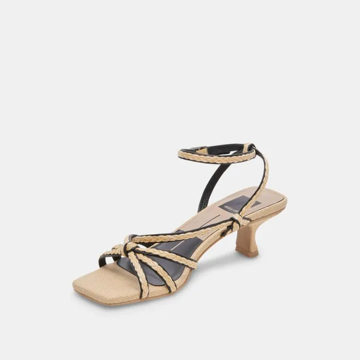 Heels Women Dolce Vita Bev Braid Heels Black Natural Jute