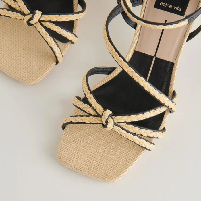 Heels Women Dolce Vita Bev Braid Heels Black Natural Jute
