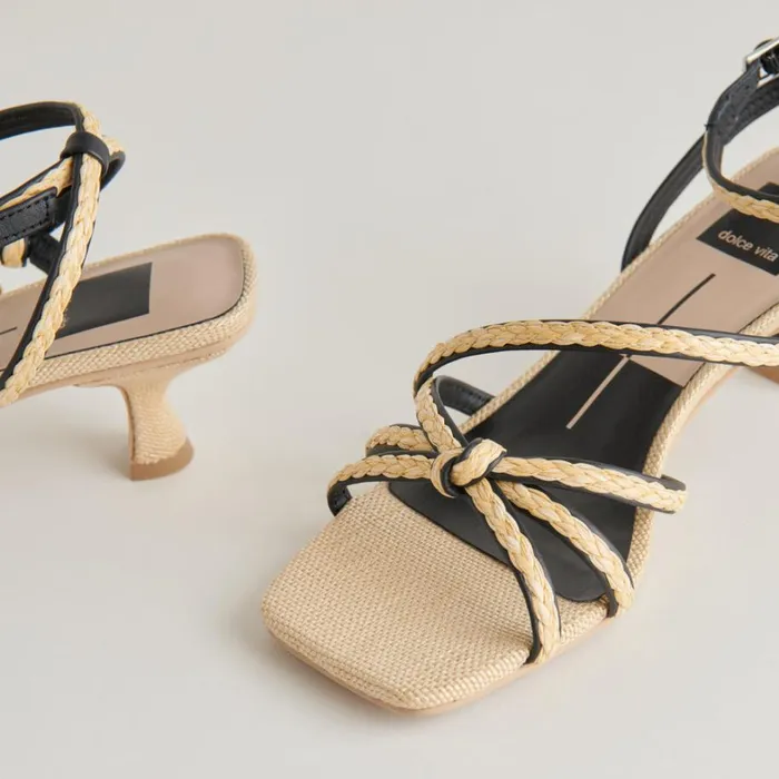 Heels Women Dolce Vita Bev Braid Heels Black Natural Jute