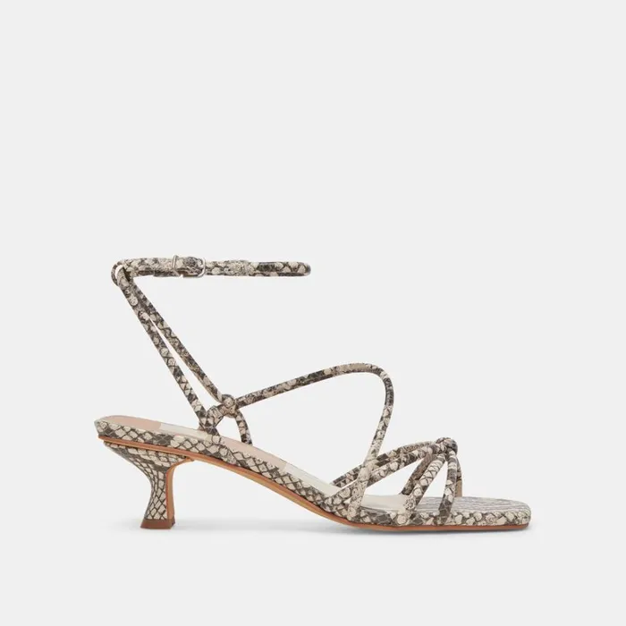Heels Women Dolce Vita Bev Heels Black White Embossed Snake