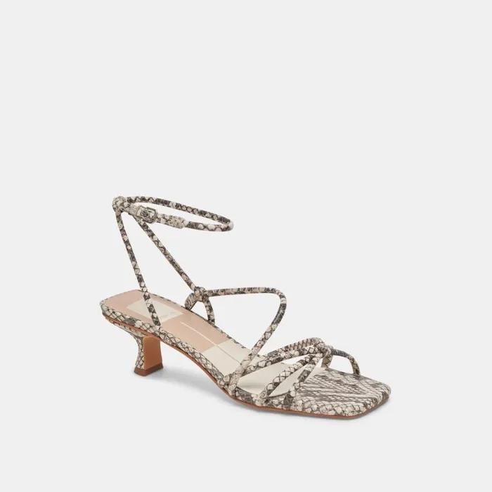 Heels Women Dolce Vita Bev Heels Black White Embossed Snake