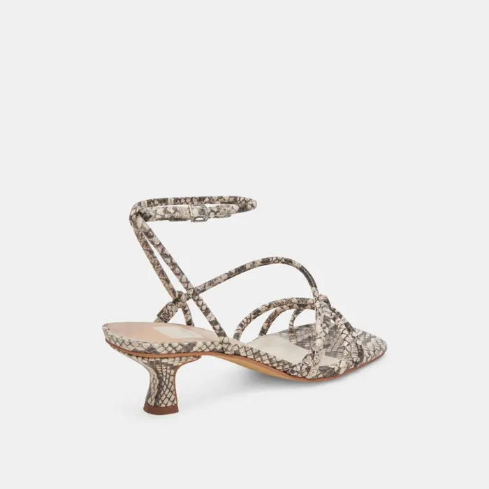 Heels Women Dolce Vita Bev Heels Black White Embossed Snake