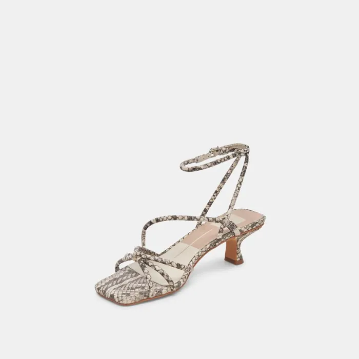 Heels Women Dolce Vita Bev Heels Black White Embossed Snake