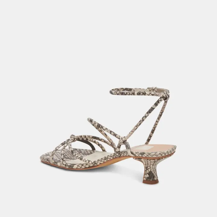 Heels Women Dolce Vita Bev Heels Black White Embossed Snake