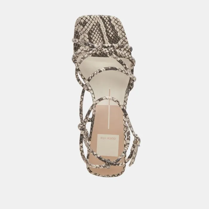 Heels Women Dolce Vita Bev Heels Black White Embossed Snake