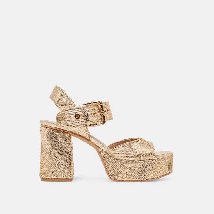 Heels Women Dolce Vita Bobby Deco Heels Gold Woven Stella