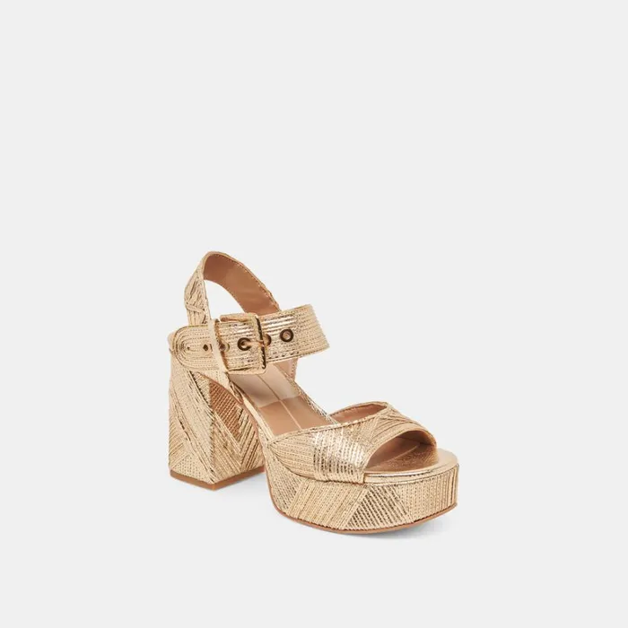 Heels Women Dolce Vita Bobby Deco Heels Gold Woven Stella