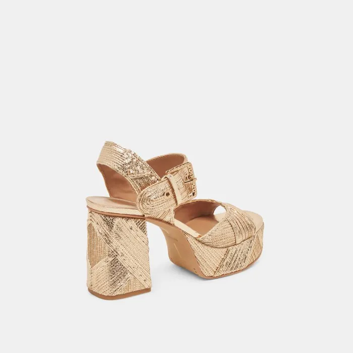 Heels Women Dolce Vita Bobby Deco Heels Gold Woven Stella