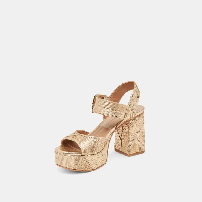Heels Women Dolce Vita Bobby Deco Heels Gold Woven Stella