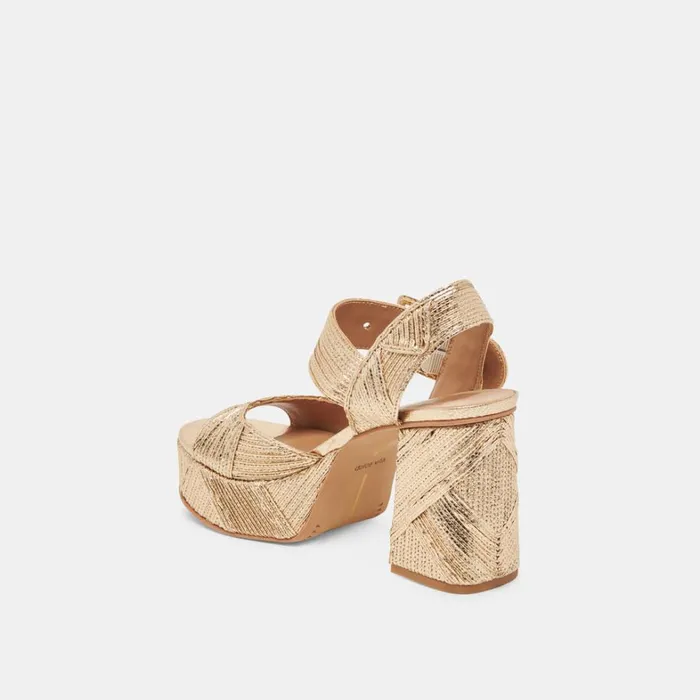 Heels Women Dolce Vita Bobby Deco Heels Gold Woven Stella