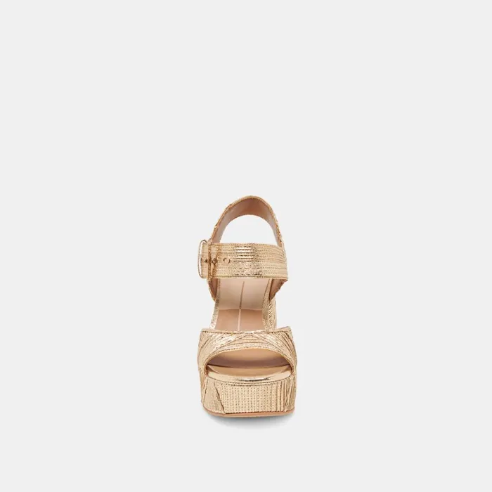 Heels Women Dolce Vita Bobby Deco Heels Gold Woven Stella
