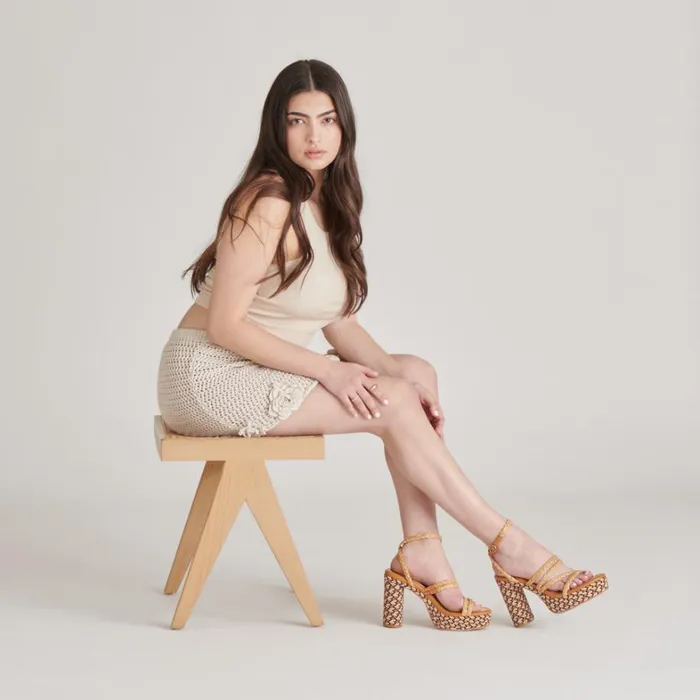 Heels Women Dolce Vita Catina Heels Tan Raffia