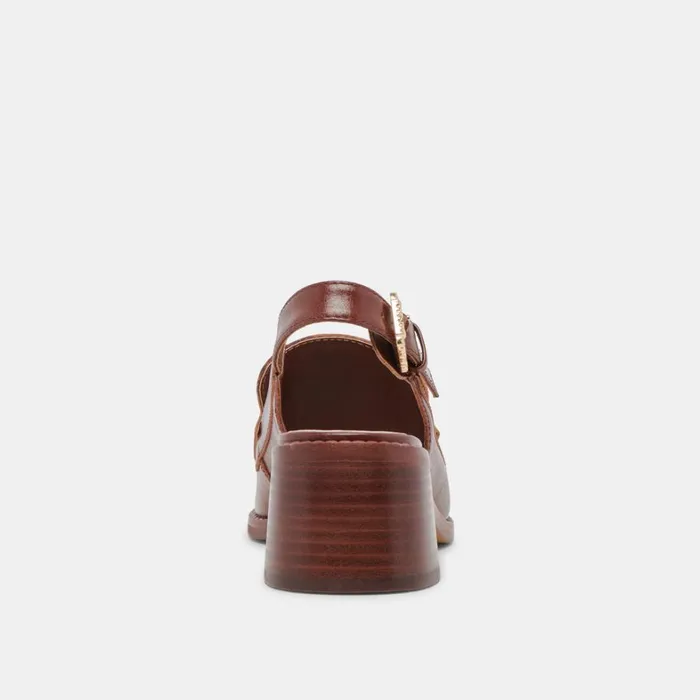Heels Women Dolce Vita Hardi Heels Brown Crinkle Patent