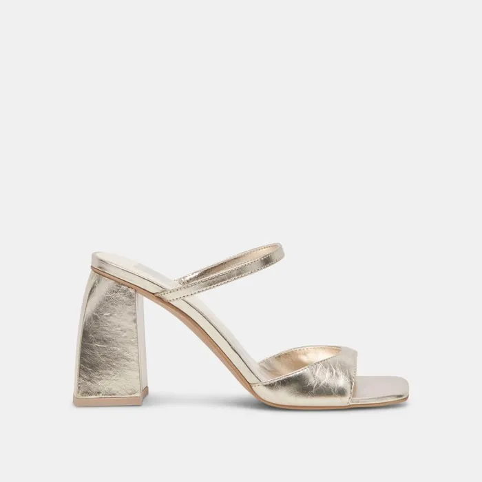 Heels Women Dolce Vita Jemmy Heels Light Gold Crinkle Patent