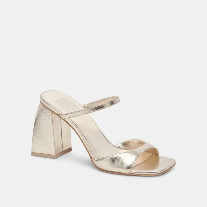 Heels Women Dolce Vita Jemmy Heels Light Gold Crinkle Patent