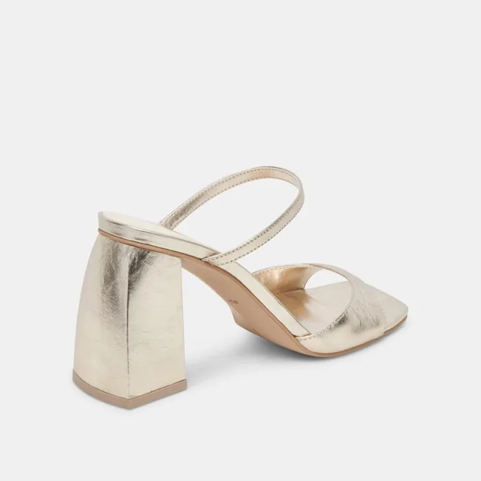 Heels Women Dolce Vita Jemmy Heels Light Gold Crinkle Patent