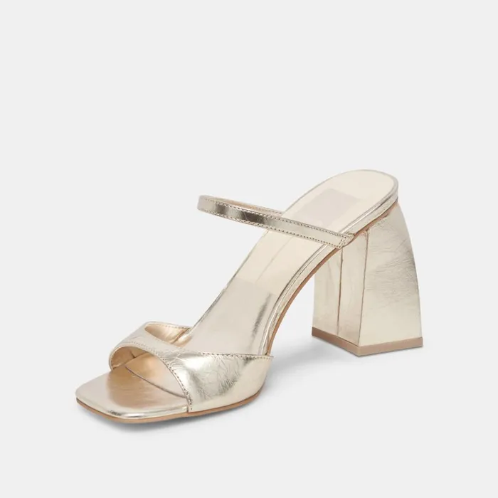 Heels Women Dolce Vita Jemmy Heels Light Gold Crinkle Patent