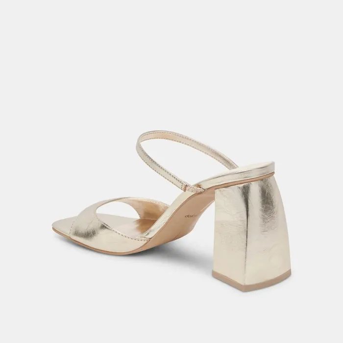 Heels Women Dolce Vita Jemmy Heels Light Gold Crinkle Patent