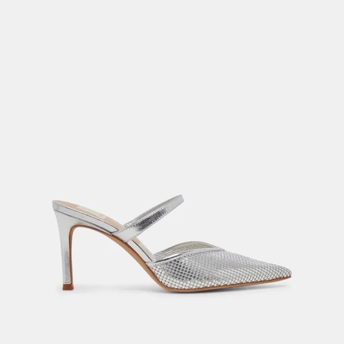 Heels Women Dolce Vita Kanika Mesh Heels Silver Metallic Mesh