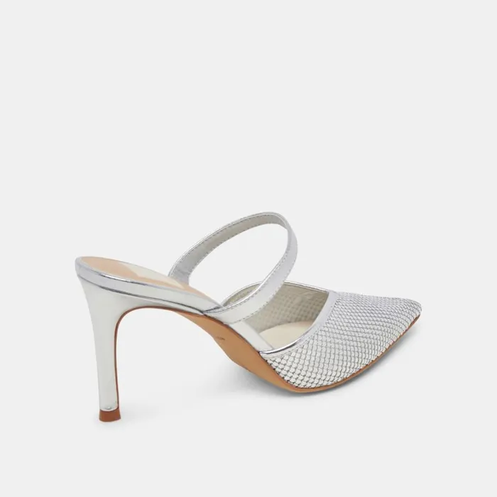 Heels Women Dolce Vita Kanika Mesh Heels Silver Metallic Mesh