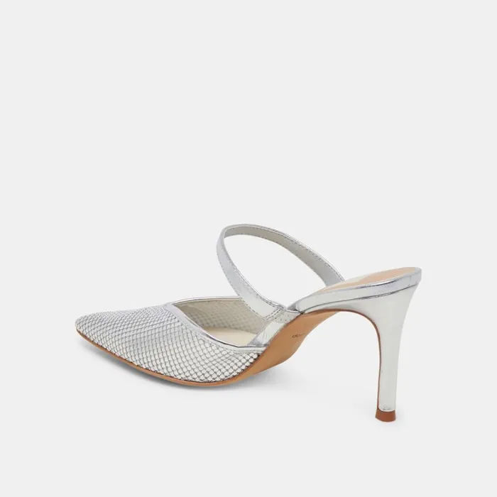 Heels Women Dolce Vita Kanika Mesh Heels Silver Metallic Mesh