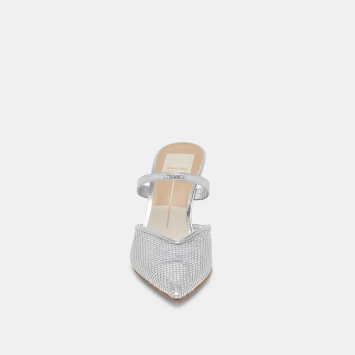 Heels Women Dolce Vita Kanika Mesh Heels Silver Metallic Mesh