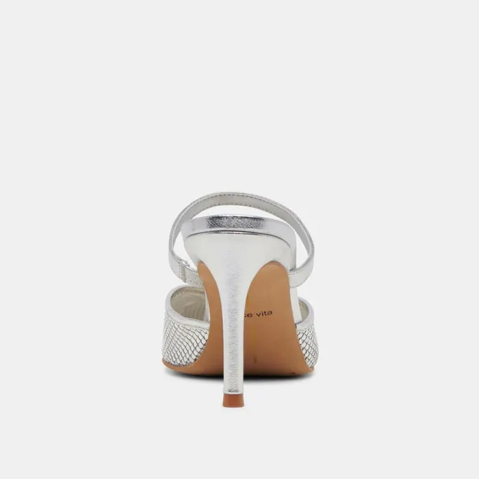 Heels Women Dolce Vita Kanika Mesh Heels Silver Metallic Mesh