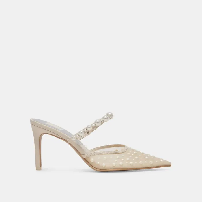 Heels Women Dolce Vita Katik Pearl Heels Ivory Mesh